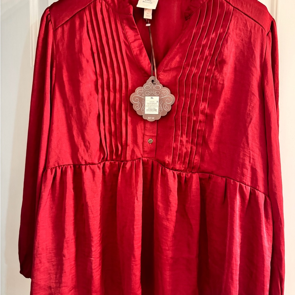 Knox Rose Vibrant Red Pleated Blouse